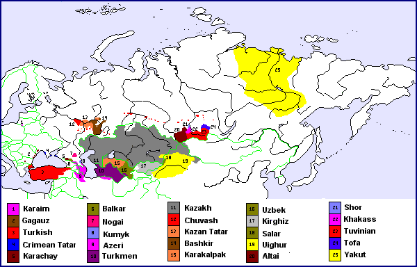 turkic language map